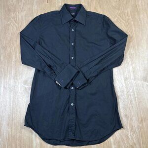Paul Smith London Mens Black Long Sleeve Button Shirt Flip Cuff Size 15.5/39